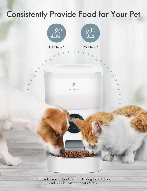 Automatic Cat Feeder, Timed Cat Feeder with Desiccant Bag for Pet Dry Food, Programmable Portion Control 1-4 Meals per Day & 10s Voice Recorder for Cats and Dogs 4L/6L - Image 4