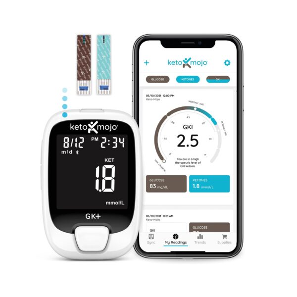 Bluetooth Glucose & Ketone Testing Kit + Free APP for Ketosis & Diabetes Management.