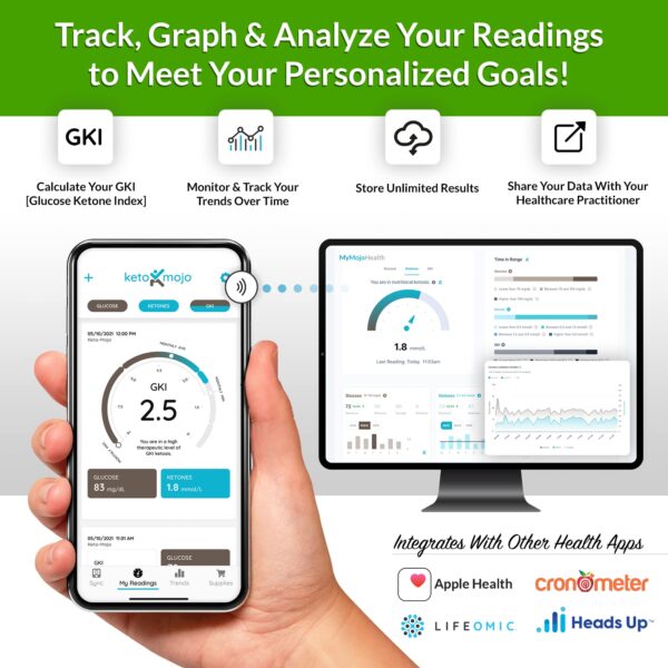 Bluetooth Glucose & Ketone Testing Kit + Free APP for Ketosis & Diabetes Management. - Image 3