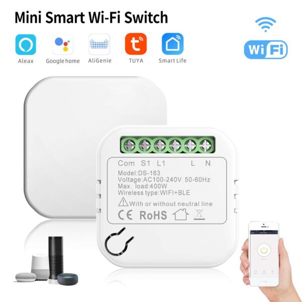 Mini Smart Wifi DIY Switch 163 Live+neutral smart switch