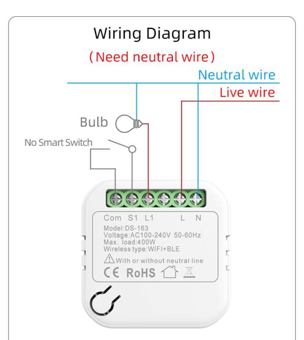 Mini Smart Wifi DIY Switch 163 Live+neutral smart switch - Image 13