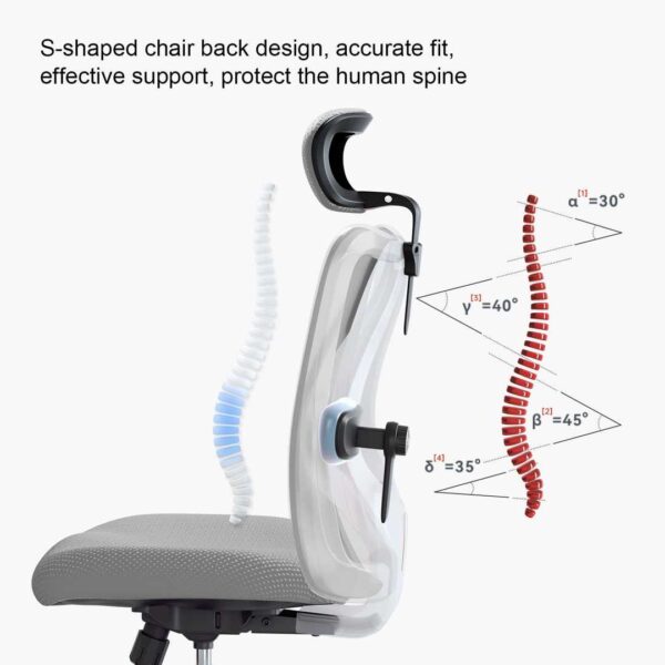 M18 Ergonomic Office Chair for Big and Tall People Adjustable Headrest with 2D Armrest Lumbar Support and PU Wheels Swivel Tilt Function Black - Image 7