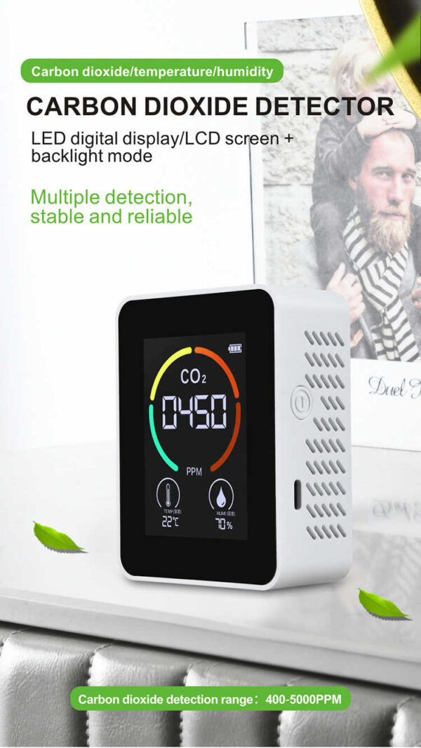 Pm2.5 Air Quality Analyzer CO2 Sensor Meter Gas Tester Dust Pm10 Portable Monitor Detector Car TFT - Image 5