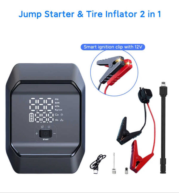 Smart jump starter with air compressor high-rate lipo battery jump starter quick start power pack for car 4 wheel